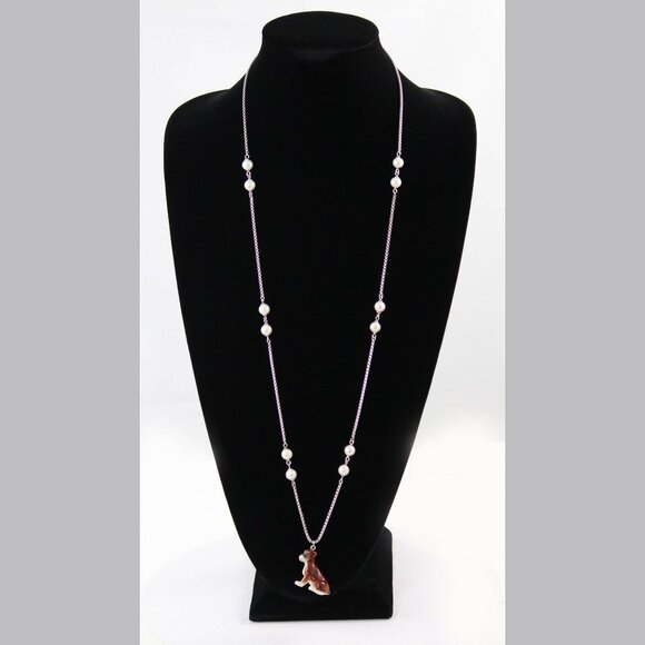 Boxer Pendant & Pearl Necklace, Animal Jewelry, Dog Necklace, Pearl Necklace - Picture 9 of 9